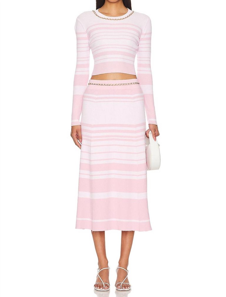 Women's Tiana Knit Sweater Skirt In Pink Stripe - Pink Stripe