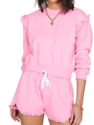 Zoe Ruffle Sweatshirt - Hot Pink