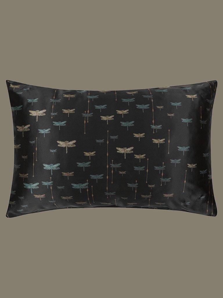Dragonfly Silk Pillowcase - Black