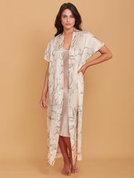 Iris June Silk Kimono Robe - Ivory