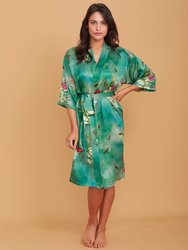 Liliana Silk Kimono Robe - Green