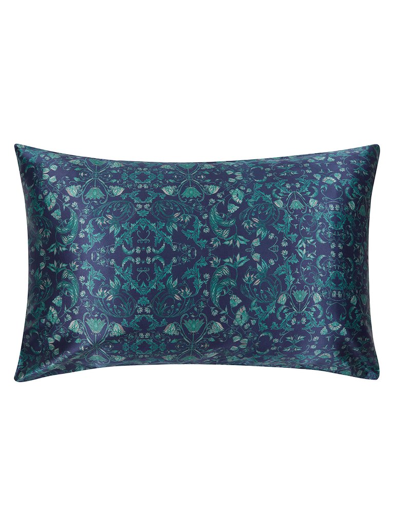 Midnight Garden Silk Pillowcase - Blue