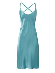 Ocean Silk Chemise Slip Nightgown - Blue