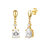 14k Gold Plated With Diamond Cubic Zirconia Raindrop 2-Stone Dangle Earrings In Sterling Silver - Gold