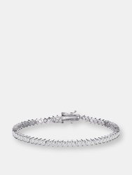 .925 Sterling Silver Clear Round Cubic Zirconia Tennis Bracelet - Silver