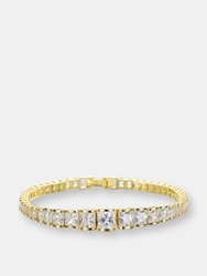 .925 Sterling Silver Gold Plated Cubic Zirconia Graduating Bracelet - Gold