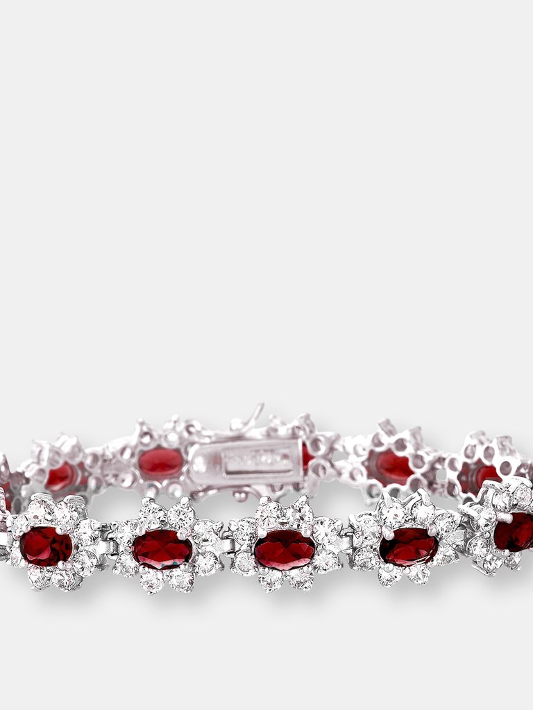 .925 Sterling Silver Ruby Cubic Zirconia Bracelet