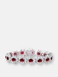 .925 Sterling Silver Ruby Cubic Zirconia Bracelet - Ruby