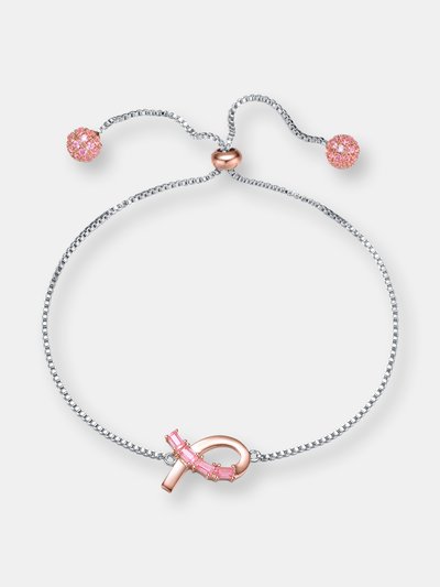 Genevive .925 Sterling Silver Two Tone With Pink Cubic Zirconia Loop Bracelet product