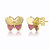 Children's 14k Gold Plated With Ruby Cubic Zirconia Pave Butterfly Stud Earrings - Gold/Red