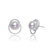 Cubic Zirconia Sterling Silver White Gold Plated with Round Pearl Earrings
