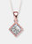 C.z. Rose Plated Sterling Silver Square Shape Stud Style Pendant - Rose