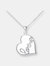 Cz Ss Rhodium Plated " Love " Heart Shape Pendant - White