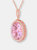 C.z. Ss Rose Plated Pink Oval Pendant