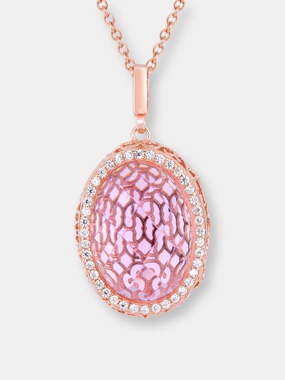 Genevive C.z. Ss Rose Plated Pink Oval Pendant product