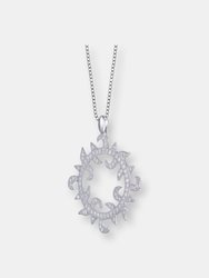 C.z. Sterling Silver Clear Cubic Zirconia Sun-themed Necklace