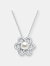 Cz Sterling Silver Flower Pendant With Pearl - Silver