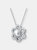 Cz Sterling Silver Flower Pendant With Pearl