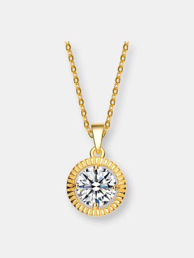 Genevive C.z. Sterling Silver Gold Plated Classic Round Pendant product