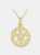 C.z. Sterling Silver Gold Plated Fleur De Lis Round Drop Pendants - Gold