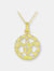 C.z. Sterling Silver Gold Plated Fleur De Lis Round Drop Pendants - Gold