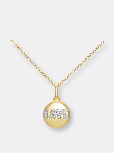 Genevive C.z. Sterling Silver Gold Plated '' Love '' Disc Pendant product