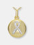 C.z. Sterling Silver Gold Plated Round Disc Pendant