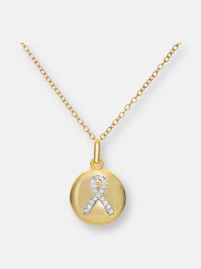 Genevive C.z. Sterling Silver Gold Plated Round Disc Pendant product