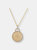 C.z. Sterling Silver Gold Plated Round Hammered Drop Pendant - Gold