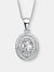 Cz Sterling Silver Oval Shape Pendant - Sterling Silver