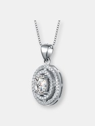 Cz Sterling Silver Oval Shape Pendant