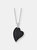 C.z. Sterling Silver Rhodium Plated Heart Shape Black Mother Of Pearl Pendant - Black