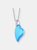 C.z. Sterling Silver Rhodium Plated Heart Shape Turquoise Mother Of Pearl Pendant