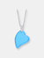 C.z. Sterling Silver Rhodium Plated Heart Shape Turquoise Mother Of Pearl Pendant - Blue
