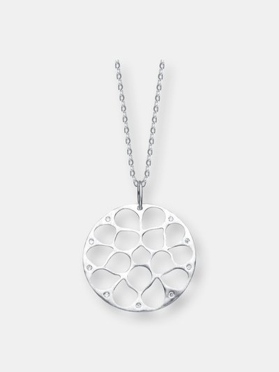 Genevive C.z. Sterling Silver Rhodium Plated Matte Brushed Filigree Pendant product