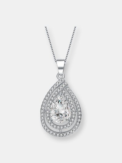 Genevive C.z. Sterling Silver Rhodium Plated Pear Shape Pendant product