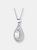 C.z. Sterling Silver Rhodium Plated Pear Shape Pendant
