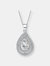 C.z. Sterling Silver Rhodium Plated Pear Shape Pendant - Silver