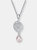 C.z. Sterling Silver Rhodium Plated Pearl Drop Pendant - Silver