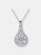 Cz Sterling Silver Rhodium Plated Pendant - White