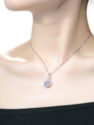 Cz Sterling Silver Rhodium Plated Pendant