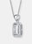 C.z. Sterling Silver Rhodium Plated Rectangle Pendant