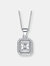 C.z. Sterling Silver Rhodium Plated Rectangle Pendant - Silver Rhodium Plated 