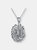 C.z. Sterling Silver Rhodium Plated Round Fancy Pendant