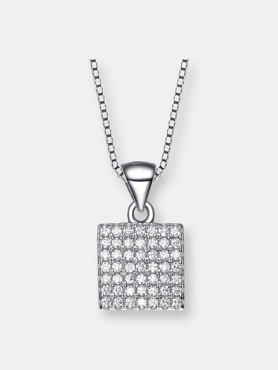 Genevive C.z. Sterling Silver Rhodium Plated Square Shape Pendant product