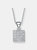 C.z. Sterling Silver Rhodium Plated Square Shape Pendant - White