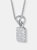 C.z. Sterling Silver Rhodium Plated Square Shape Pendant