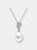 C.z. Sterling Silver Rhodium Plated Swirl Design Pink Pearl Drop Pendant - Silver
