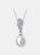C.z. Sterling Silver Rhodium Plated Swirl Design Pink Pearl Drop Pendant