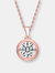 C.z. Sterling Silver Rose Plated Classic Round Pendant - Pink